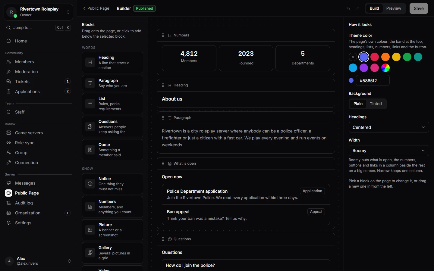 The public page builder